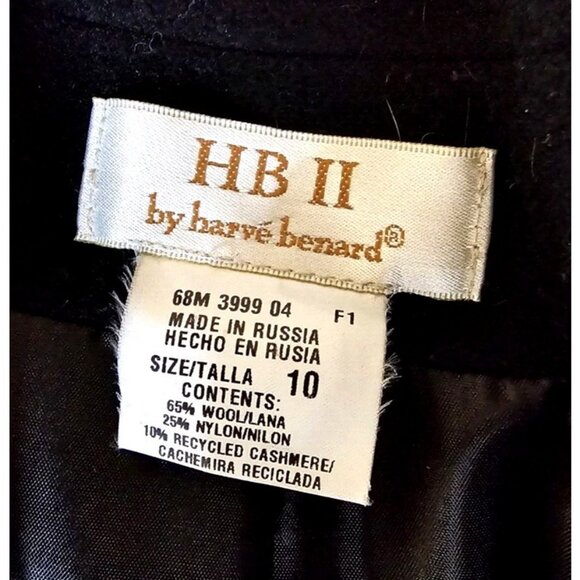 VTG HB ll by Harve Benard Holtzman Wool Nylon Cashmere Blazer Womens Sz 10 Black - Picture 6 of 8